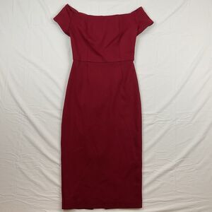 Trina Turk Red Off Shoulder Bodycon Cocktail Dress Size 4 Elegant Party Dress‎